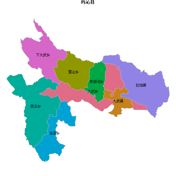 玛沁县乡镇地图JSON数据火星坐标系(gcj02).json