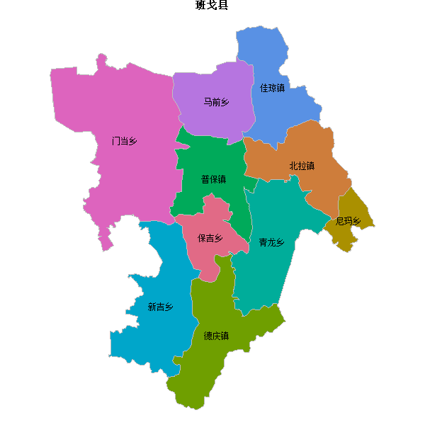 班戈县乡镇地图JSON数据火星坐标系(gcj02).json