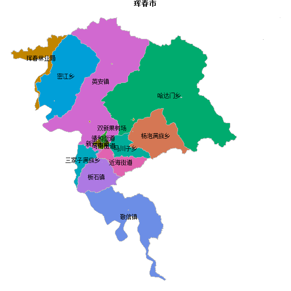 珲春市乡镇地图JSON数据火星坐标系(gcj02).json