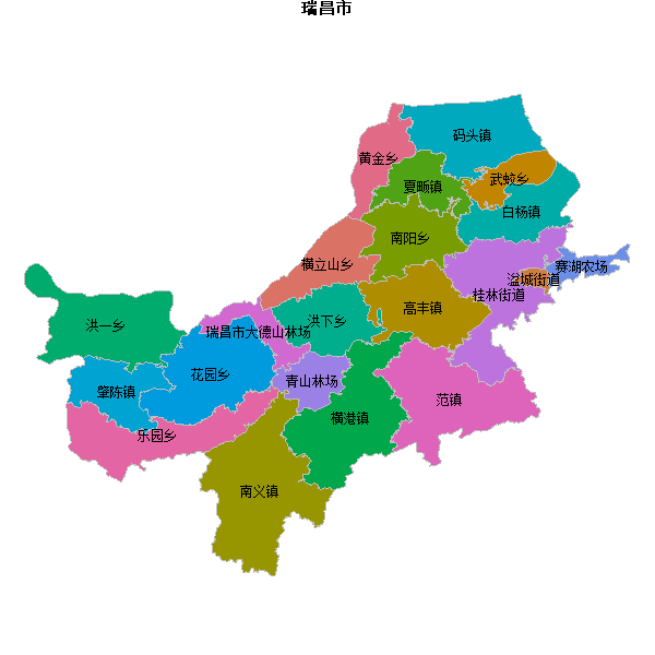 瑞昌市乡镇地图JSON数据火星坐标系(gcj02).json