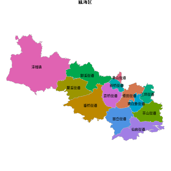 瓯海区乡镇地图JSON数据火星坐标系(gcj02).json