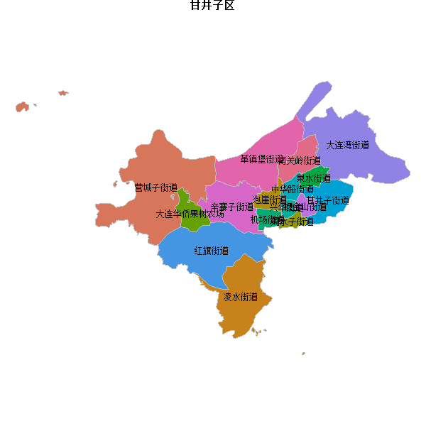 甘井子区乡镇地图JSON数据火星坐标系(gcj02).json