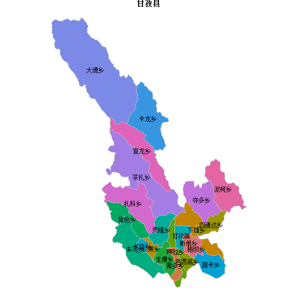 甘孜县乡镇地图JSON数据火星坐标系(gcj02).json