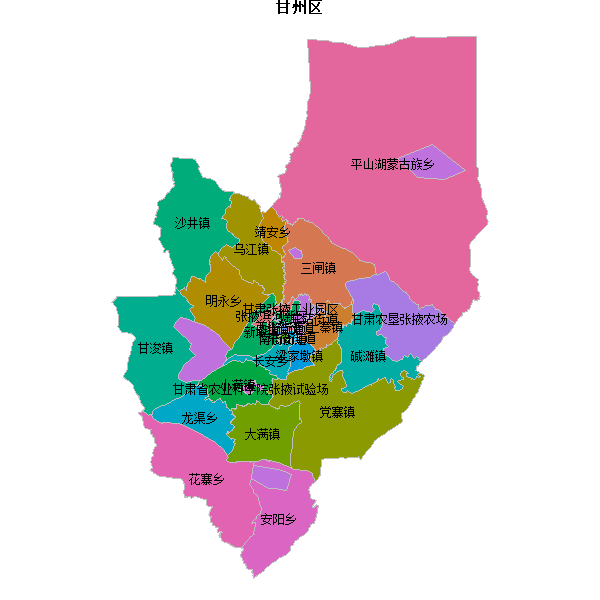 甘州区乡镇地图JSON数据火星坐标系(gcj02).json