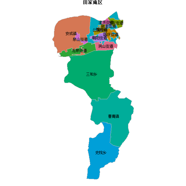 田家庵区乡镇地图JSON数据火星坐标系(gcj02).json