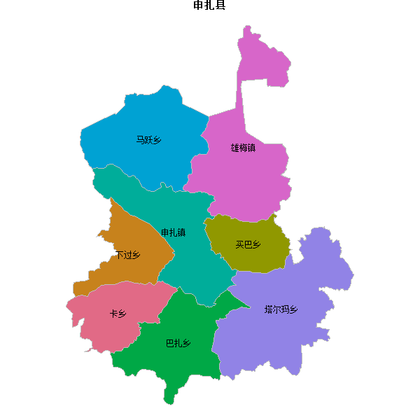申扎县乡镇地图JSON数据火星坐标系(gcj02).json