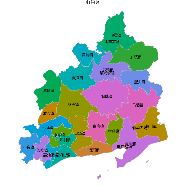 电白区乡镇地图JSON数据火星坐标系(gcj02).json