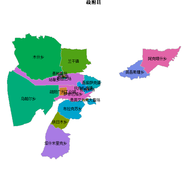 疏附县乡镇地图JSON数据火星坐标系(gcj02).json