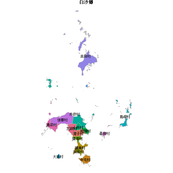 白沙鄉乡镇地图JSON数据百度坐标系(bd09).json