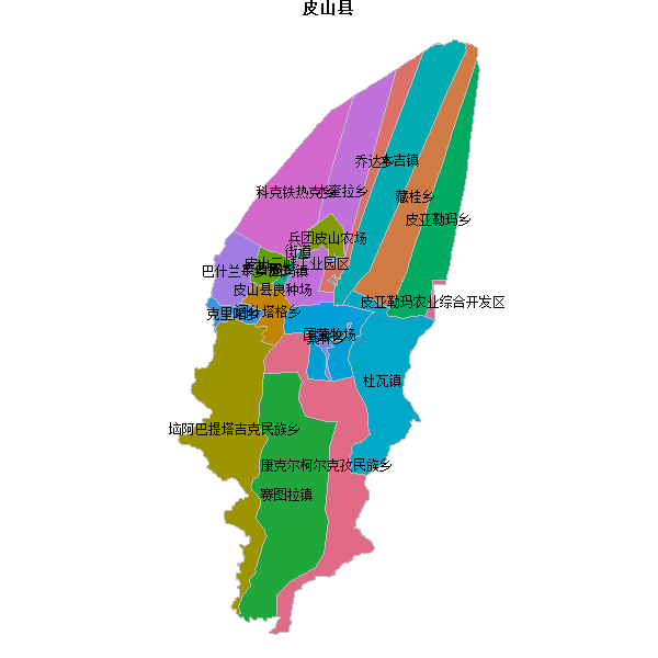 皮山县乡镇地图JSON数据火星坐标系(gcj02).json