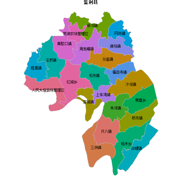 监利县乡镇地图JSON数据火星坐标系(gcj02).json
