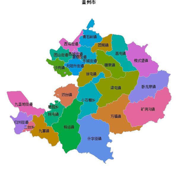 盖州市乡镇地图JSON数据火星坐标系(gcj02).json