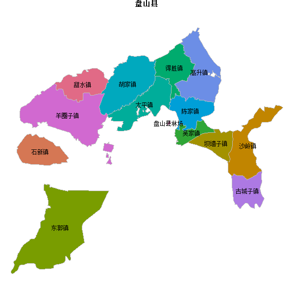 盘山县乡镇地图JSON数据火星坐标系(gcj02).json