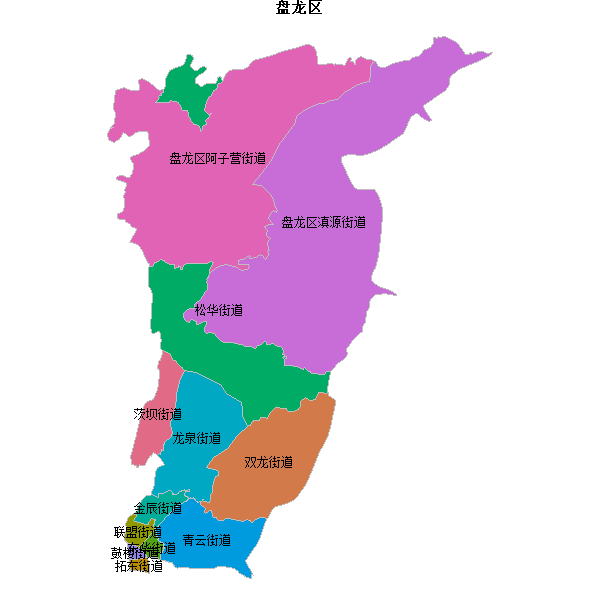 盘龙区乡镇地图JSON数据火星坐标系(gcj02).json
