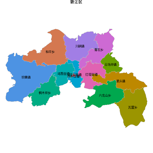 碧江区乡镇地图JSON数据火星坐标系(gcj02).json