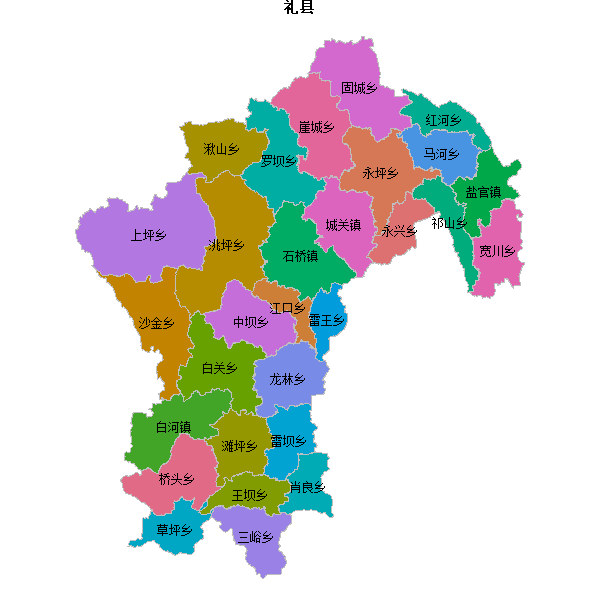 礼县乡镇地图JSON数据百度坐标系(bd09).json