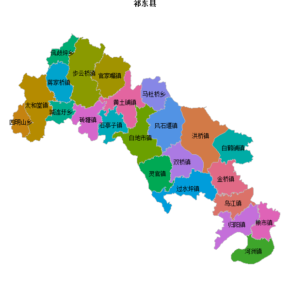 祁东县乡镇地图JSON数据火星坐标系(gcj02).json