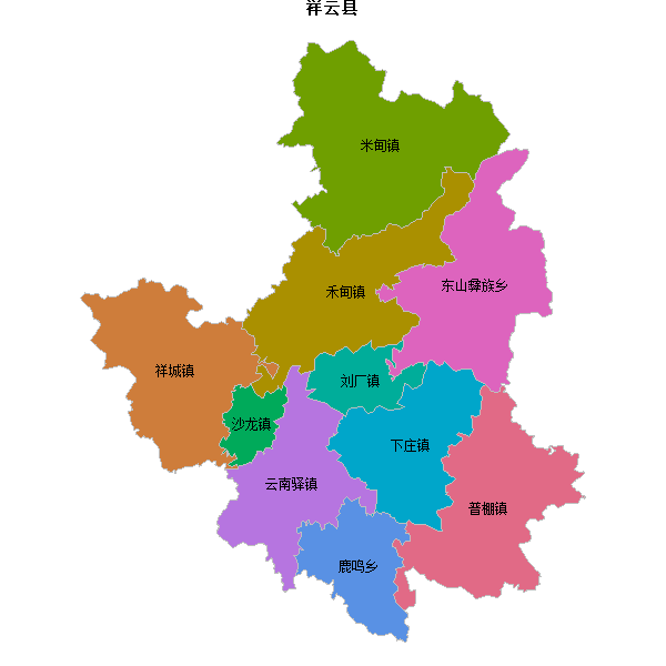 祥云县乡镇地图JSON数据火星坐标系(gcj02).json