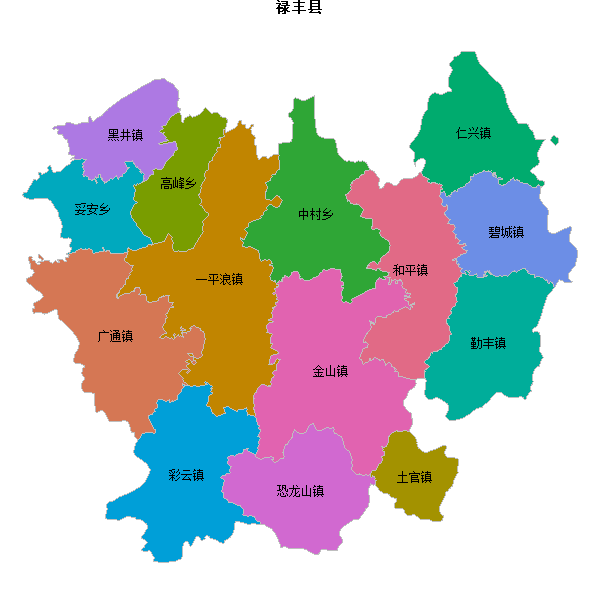禄丰县乡镇地图JSON数据火星坐标系(gcj02).json