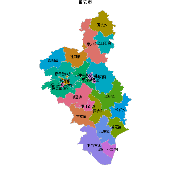 福安市乡镇地图JSON数据火星坐标系(gcj02).json