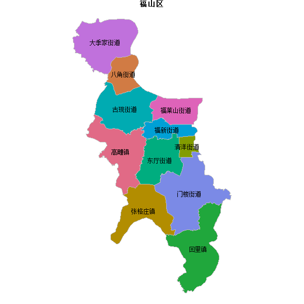 福山区乡镇地图JSON数据火星坐标系(gcj02).json