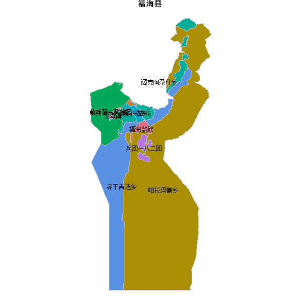 福海县乡镇地图JSON数据火星坐标系(gcj02).json
