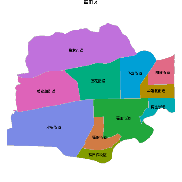 福田区乡镇地图JSON数据火星坐标系(gcj02).json