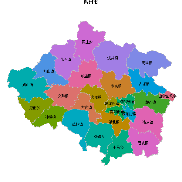 禹州市乡镇地图JSON数据火星坐标系(gcj02).json