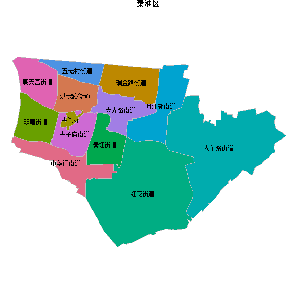 秦淮区乡镇地图JSON数据火星坐标系(gcj02).json