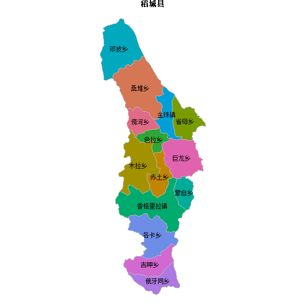 稻城县乡镇地图JSON数据火星坐标系(gcj02).json