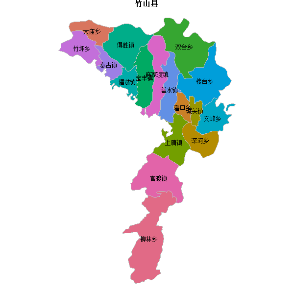 竹山县乡镇地图JSON数据火星坐标系(gcj02).json