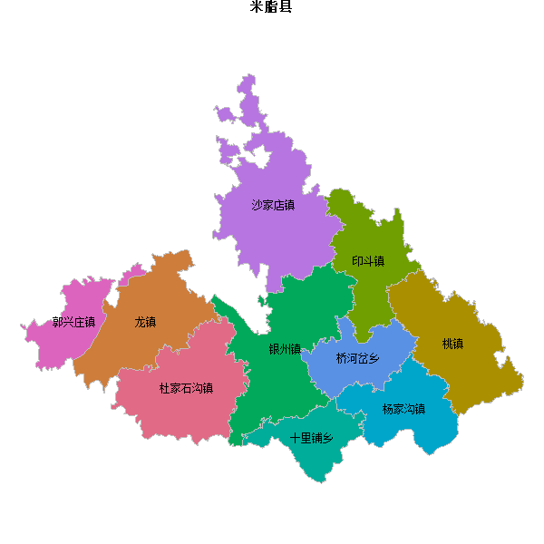 米脂县乡镇地图JSON数据火星坐标系(gcj02).json
