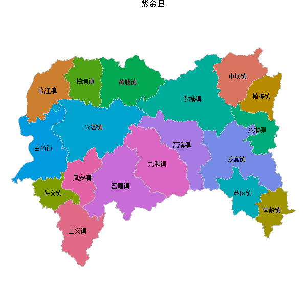 紫金县乡镇地图shp数据百度坐标系(bd09).shp