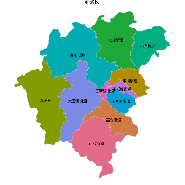 红塔区乡镇地图JSON数据火星坐标系(gcj02).json