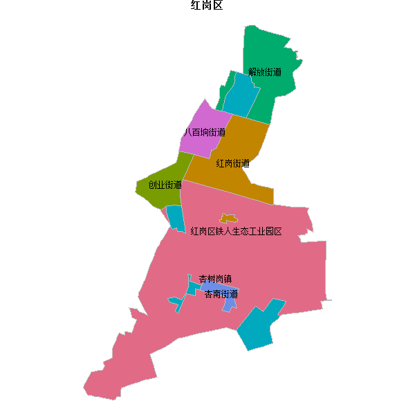 红岗区乡镇地图JSON数据百度坐标系(bd09).json