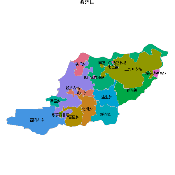 绥滨县乡镇地图shp数据百度坐标系(bd09).shp