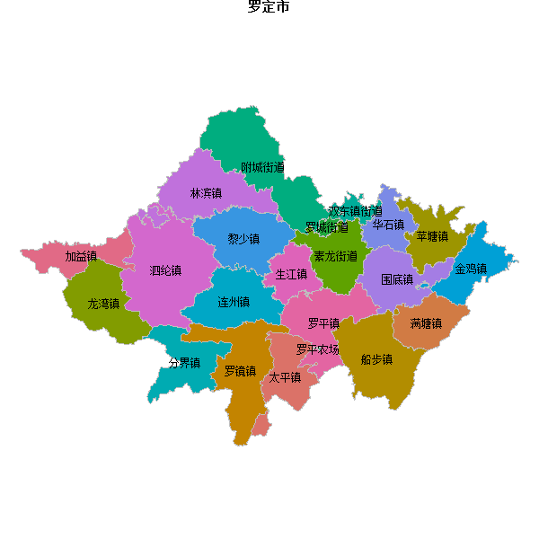 罗定市乡镇地图JSON数据火星坐标系(gcj02).json
