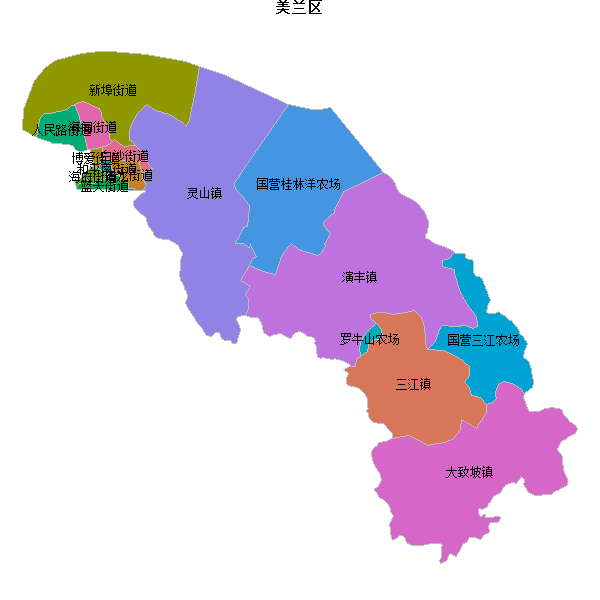 美兰区乡镇地图JSON数据火星坐标系(gcj02).json