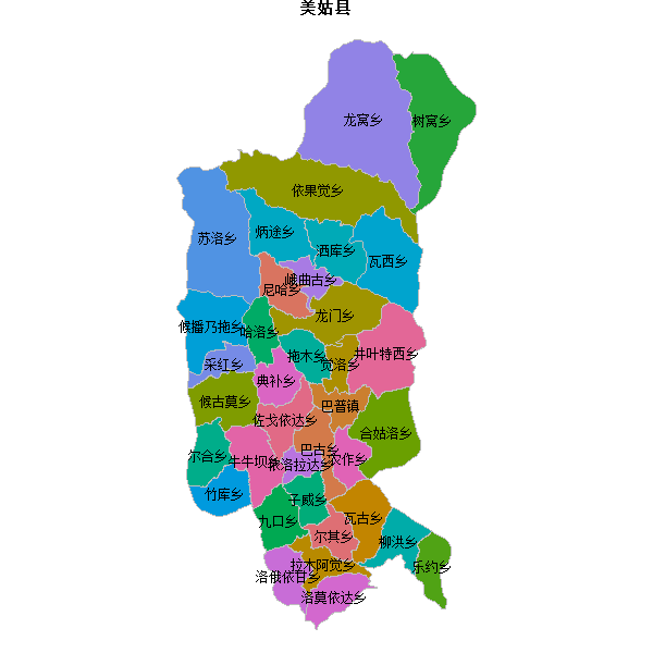 美姑县乡镇地图JSON数据百度坐标系(bd09).json