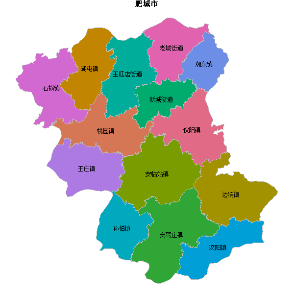 肥城市乡镇地图JSON数据火星坐标系(gcj02).json