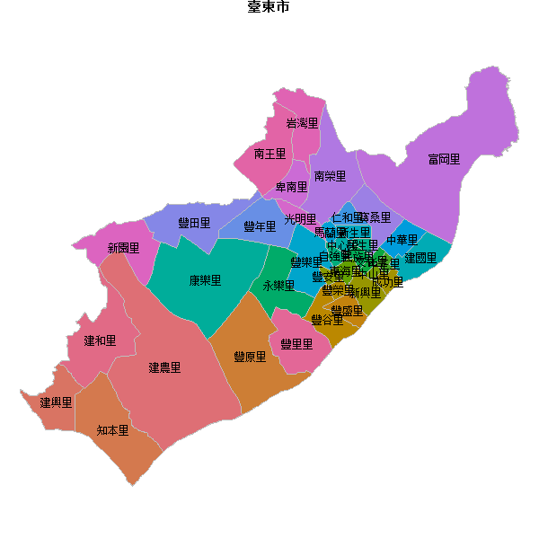 臺東市乡镇地图JSON数据火星坐标系(gcj02).json