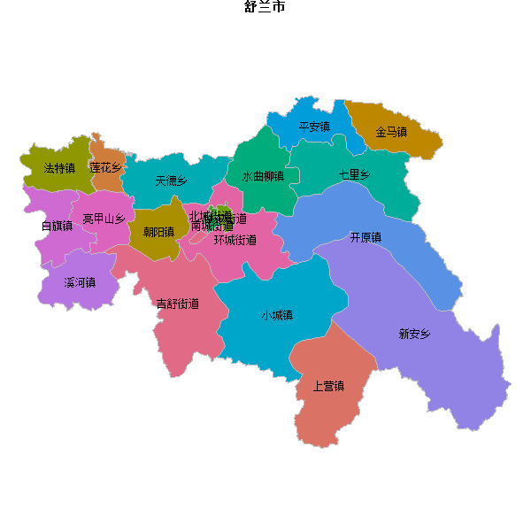 舒兰市乡镇地图JSON数据火星坐标系(gcj02).json