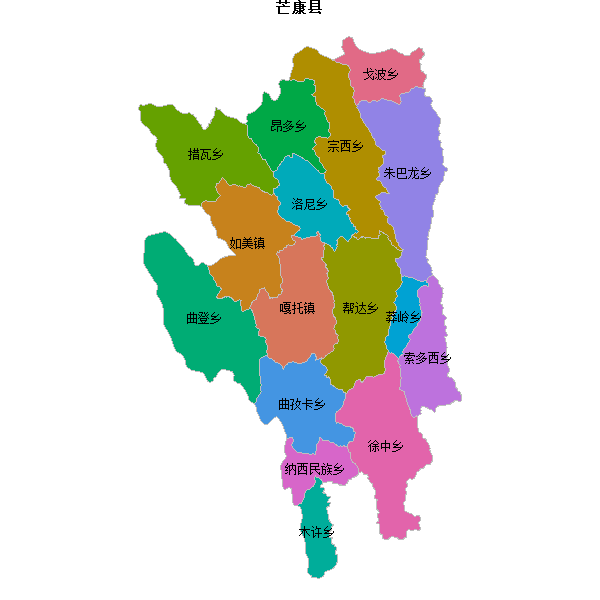 芒康县乡镇地图JSON数据火星坐标系(gcj02).json