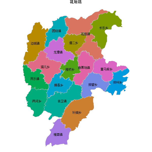 花垣县乡镇地图JSON数据火星坐标系(gcj02).json