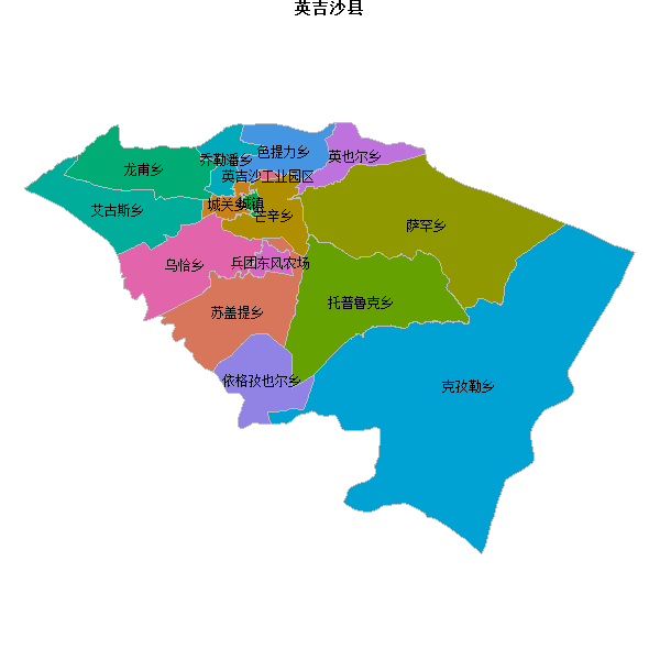 英吉沙县乡镇地图JSON数据火星坐标系(gcj02).json