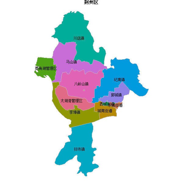 荆州区乡镇地图shp数据百度坐标系(bd09).shp