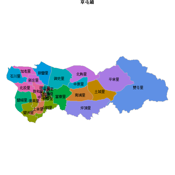 草屯鎮乡镇地图JSON数据火星坐标系(gcj02).json