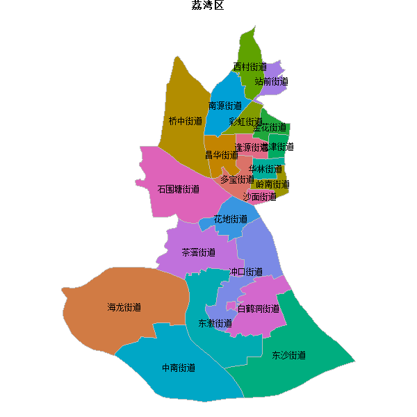 荔湾区乡镇地图JSON数据火星坐标系(gcj02).json