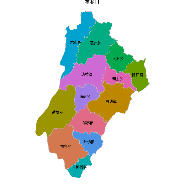 莲花县乡镇地图JSON数据火星坐标系(gcj02).json