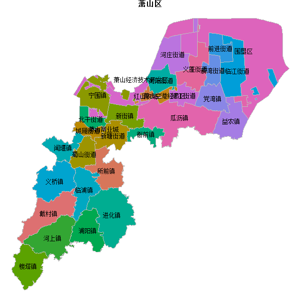 萧山区乡镇地图JSON数据火星坐标系(gcj02).json